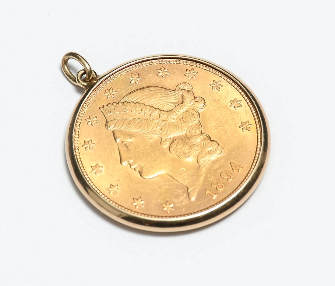 1894 $20 GOLD LIBERTY HEAD COIN PENDANT