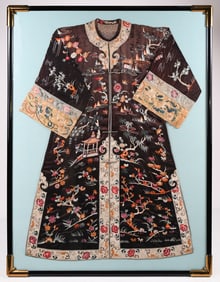 FRAMED CHINESE SILK ROBE WITH FORBIDDEN STITCH