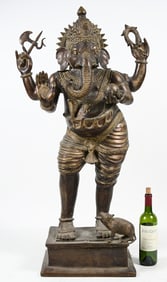 ANTIQUE BRONZE GANESH SCULPTURE