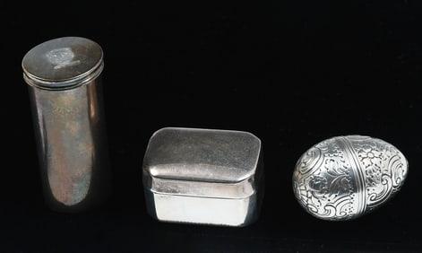 3 PC. ENGLISH STERLING SILVER NUTMEG GRATERS
