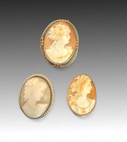 3 VICTORIAN CAMEO BROOCHES
