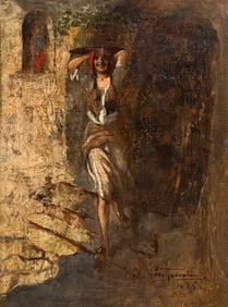 PIERO TODESCHINI GYPSY MAIDEN PAINTING