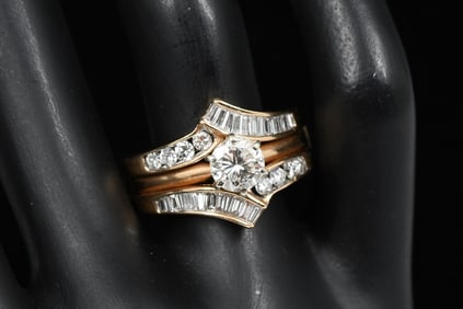 14K DIAMOND SOLITAIRE W/ DIAMOND JACKET