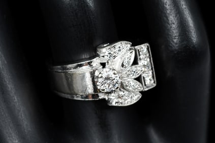14K RETRO DECO DIAMOND RING