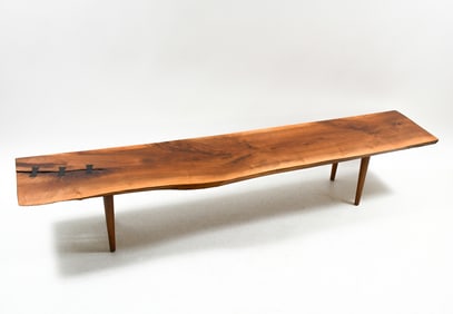 GEORGE NAKASHIMA STYLE LIVE EDGE WALNUT BENCH