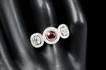 PLATINUM 18K RUBY DIAMOND POWER RING