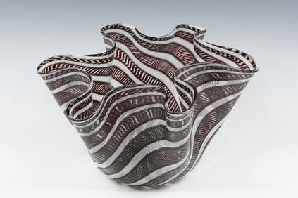LARGE ITALIAN MURANO FAZZOLETTO HANDKERCHIEF VASE