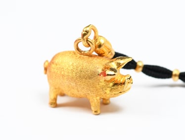 KOREAN CHARM 24K "PIG" ON CORD