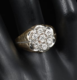 14K MEN'S CLUSTER DIAMOND RING