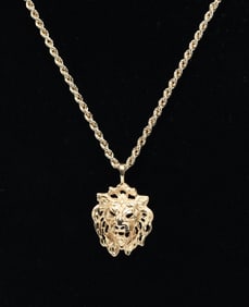 14K ROPE W/ LION PENDANT