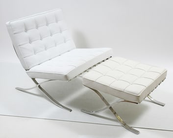 BARCELONA STYLE LEATHER CHAIR & OTTOMAN