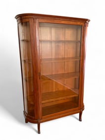 EARLY 20TH-C. CONTOURED GLASS & OAK DISPLAY CABINET