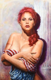 HARVIE BROWN EROTIC PORTRAIT PAINTING OF A REDHEAD