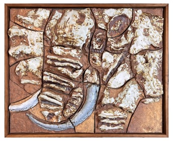 LARGE HAROLD NOSTI CLAY MOSAIC ELEPHANT