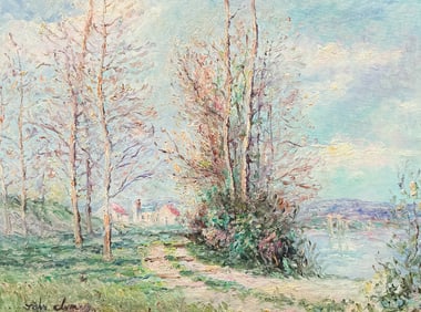 JOHN CLYMER EUROPEAN RIVERSIDE PAINTING