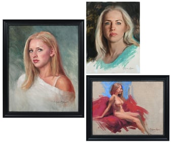 3PC. ANNA ROSE BAIN OIL PAINTINGS