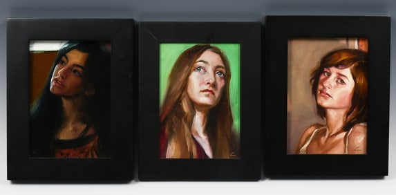 THREE ILLEGIBLY SIGNED FEMALE HEADSHOT PORTRAITS