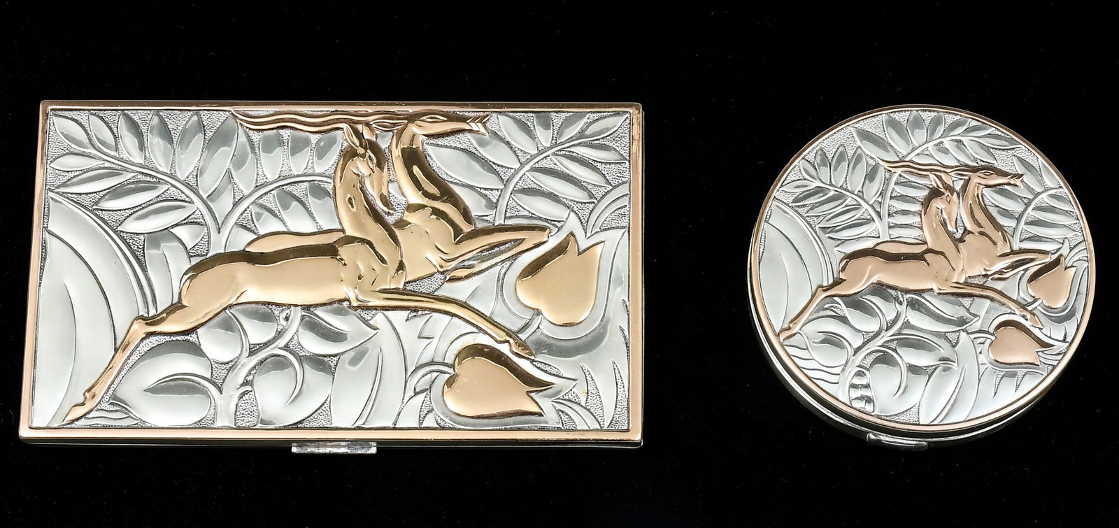 2 PC. STERLING ART DECO COMPACT & CIGARETTE CASE (1 of 6)