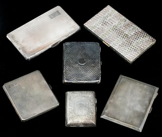 6 PC. STERLING SILVER CIGARETTE & CARD CASES