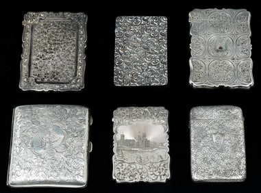 6 PC. VICTORIAN STERLING CARD & CIGARETTE CASES