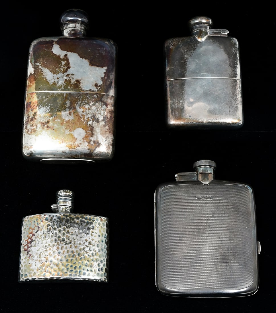 4 PC. ENGLISH STERLING SILVER FLASKS (1 of 7)