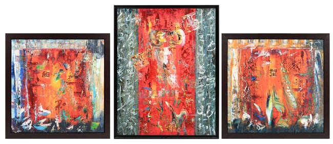 3PC. PAINTING LOT BY CHENG JING LOU