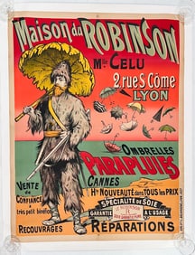 EARLY 20TH CENTURY FRENCH UMBRELLA ADVERTISING POSTER