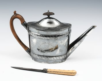ENGLISH SILVER TEAPOT & KNIFE