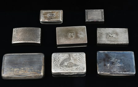 7 PC. STERLING BOXES & VESTA CASE / MATCH SAFE