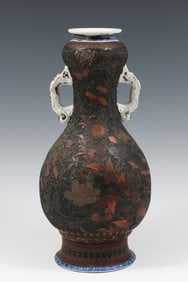 JAPANESE MEIJI PERIOD TOTAI SHIPPO TREE BARK VASE