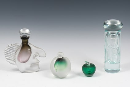 4 PC. ART GLASS PERFUME BOTTLES