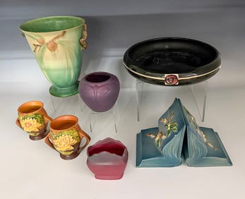 8 PC. VAN BRIGGLE, WELLER, ROSEVILLE POTTERY