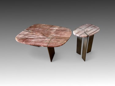 2 PC ARKETIPO FIRENZE MARBLE TOP TABLES "RUMORS"