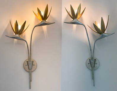 PR. PARIDISO GOLD & SILVER WALL SCONCES: PR. LUXURY PARIDISO GOLD & SILVER WALL SCONCES: Paradiso Wall Sconces, these Bird of Paradise Sconces from Crystorama are crafted from durable steel and showcases a graceful and lyrical silhouette bea