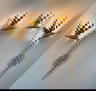 PR. PARIDISO GOLD & SILVER WALL SCONCES: PR. LUXURY PARIDISO GOLD & SILVER WALL SCONCES: Paradiso Wall Sconces, these Bird of Paradise Sconces from Crystorama are crafted from durable steel and showcases a graceful and lyrical silhouette bea