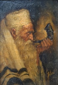 EXHIBITED ZOLAN PAINTING BLOWING OF THE SHOFAR