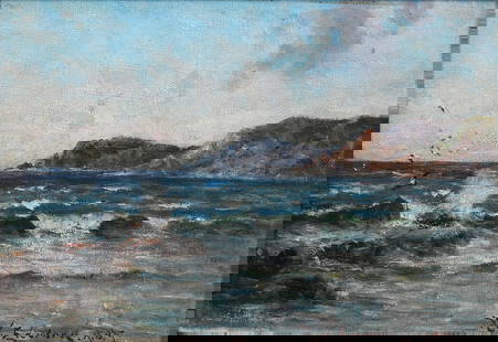 A.S. EDWARD DAVID’S HEAD PAINTING: EDWARD, Albert, (English, 1841-1910): “David’s Head, South Wales&rdquo;, Oil/Canvasboard, 7&rdquo; x 10&rdquo;, signed lower right and inscribed RBA, also titled verso and dated ’87, period fram