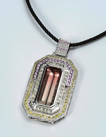 DYNAMIC 14K DIAMOND & TOURMALINE PENDANT