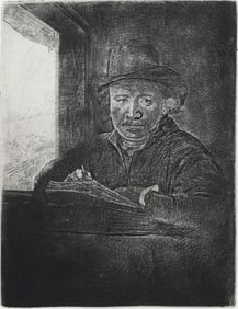 REMBRANDT ETCHING “SELF-PORTRAIT DRAWING”