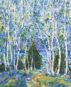 WILLIAM THATCHER FOLSOM POINTILLIST ASPEN LANDSCAPE