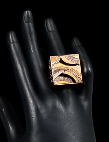 GLAMOUROUS 14K DIAMOND & ENAMEL RING