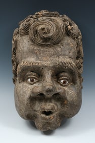 CARVED ITALIAN NORTH WIND MASK WITH GLASS EYES