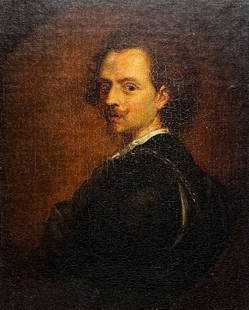 PORTRAIT PAINTING OF ANTHONY VAN DYCK AFTER THE ANTIQUE: PORTRAIT PAINTING OF ANTHONY VAN DYCK AFTER THE ANTIQUE: Oil/Canvas mounted to Board, 13.75&rdquo; x 11&rdquo;, framed, 18.25&rdquo; x 15.25&rdquo;. From the estate collection of Franco Fabris di Fava