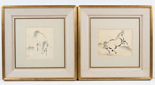 PAIR OF KANO-SCHOOL PAINTINGS OF HORSES