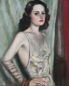 ILLEGIBLY SIGNED PORTRAIT PASTEL