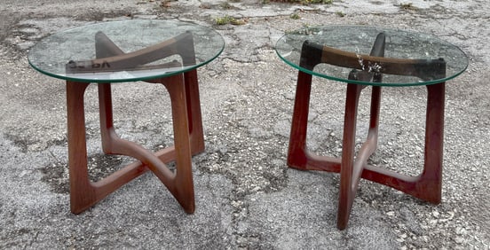 PAIR OF MCM PEARSALL RIBBON END TABLES
