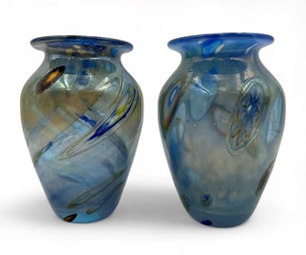 PAIR OF SUSAN GOTT ART GLASS VASES