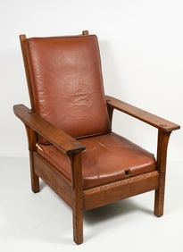 L. & J.G. STICKLEY OAK RECLINING MORRIS CHAIR