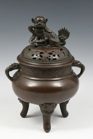 CHINESE BRONZE FOO LION / FOO DOG CENSER