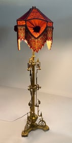 NEOCLASSICAL GILT BRONZE BOUDOIR FLOOR LAMP
